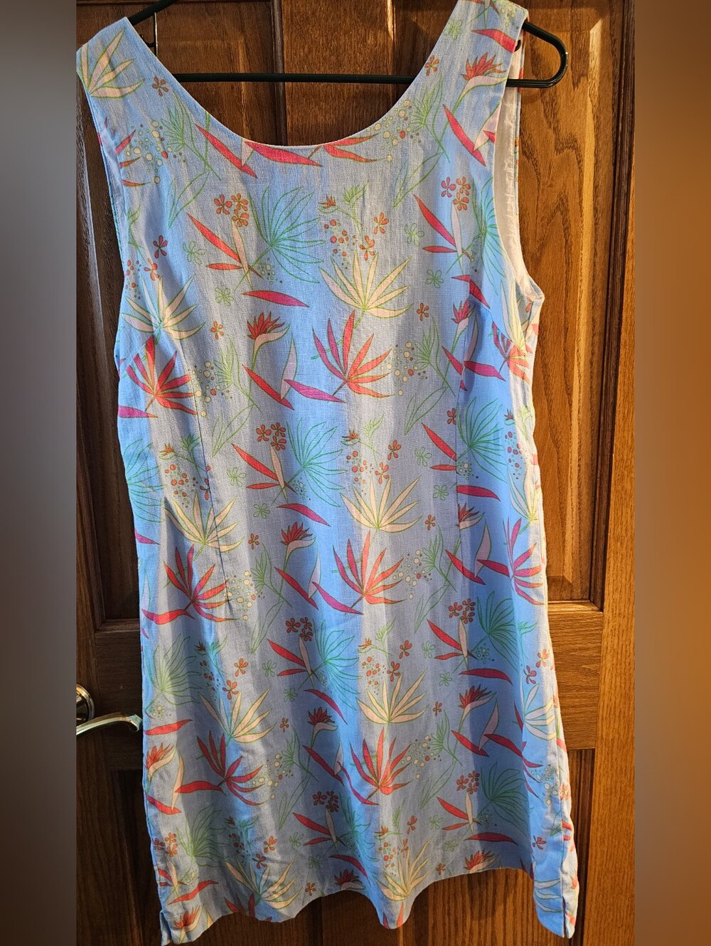 Blue Floral Print Sleeveless Mini Dress